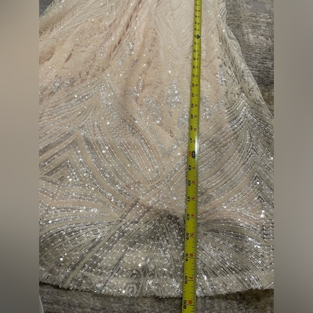 NWT Soieblu Stunning Champaign Blush Sequin Maxi Dress Sz Small Formal Occasion - Picture 15 of 16